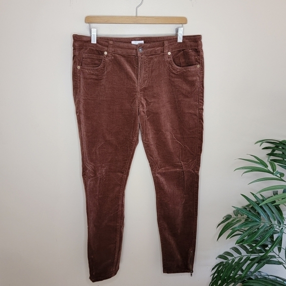 Edyson | Leon Ankle Skinny Brown Corduroy Pants - Picture 1 of 6